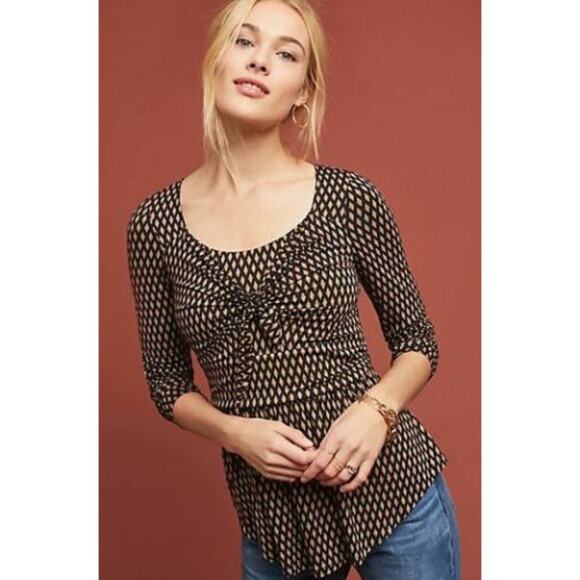 Anthropologie Meadow Rue Jocalyn Tie Front Blouse - Picture 1 of 10